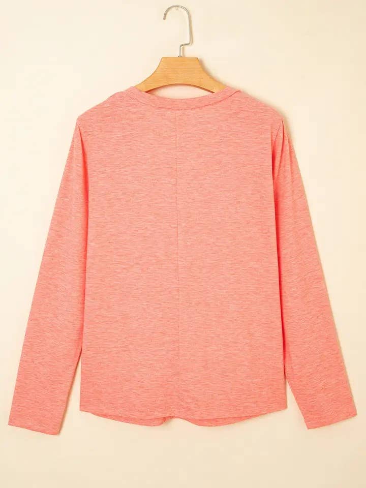 Floral Patchwork V Neck Long Sleeve Tee